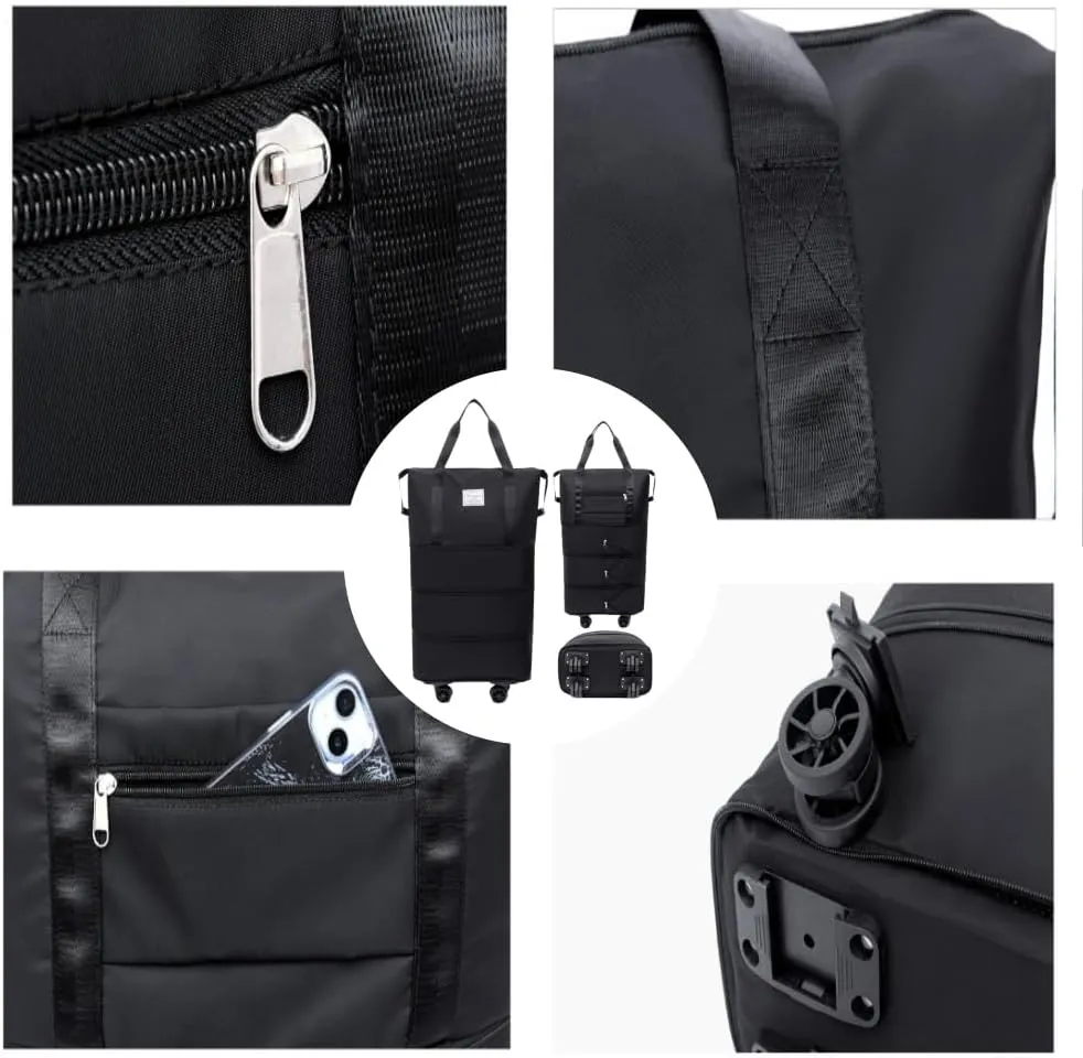 Beente Travel Bag with Wheels, Large Capacity Travel Bag, Waterproof ＆ Thickened Three-Layer Silent Disassembly Wheel (Light Grey)