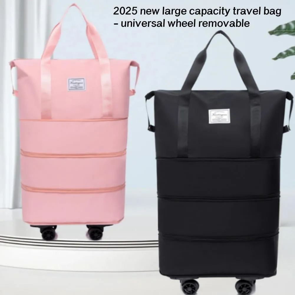 Beente Travel Bag with Wheels, Large Capacity Travel Bag, Waterproof ＆ Thickened Three-Layer Silent Disassembly Wheel (Light Grey)