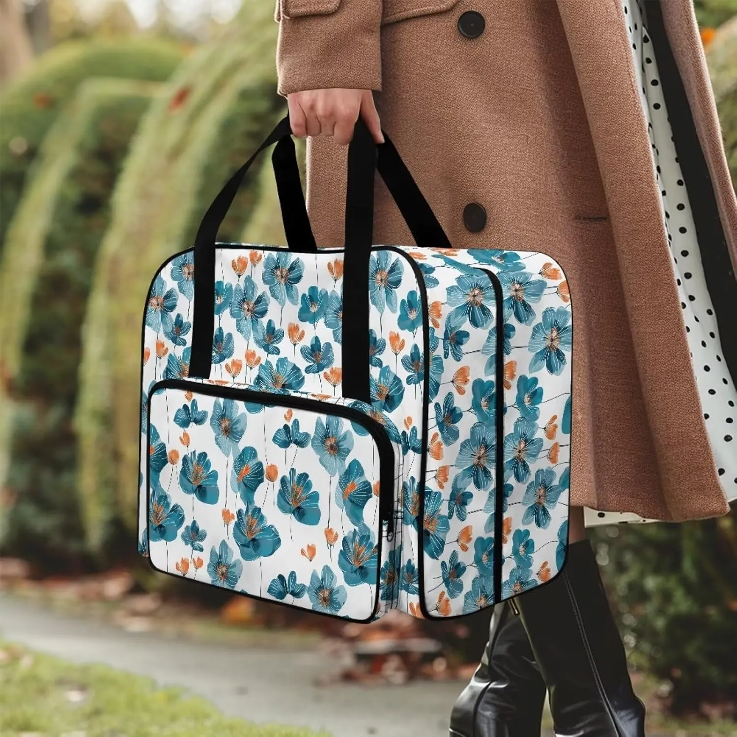 Begonia Sewing Machine Case, Universal Travel Bag，Lightweight Dustproof Compatible for Most Standard Sewing Machines