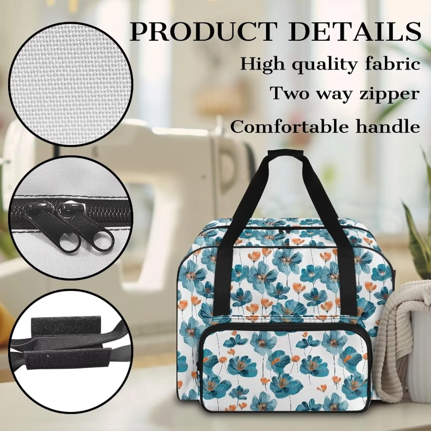 Begonia Sewing Machine Case, Universal Travel Bag，Lightweight Dustproof Compatible for Most Standard Sewing Machines