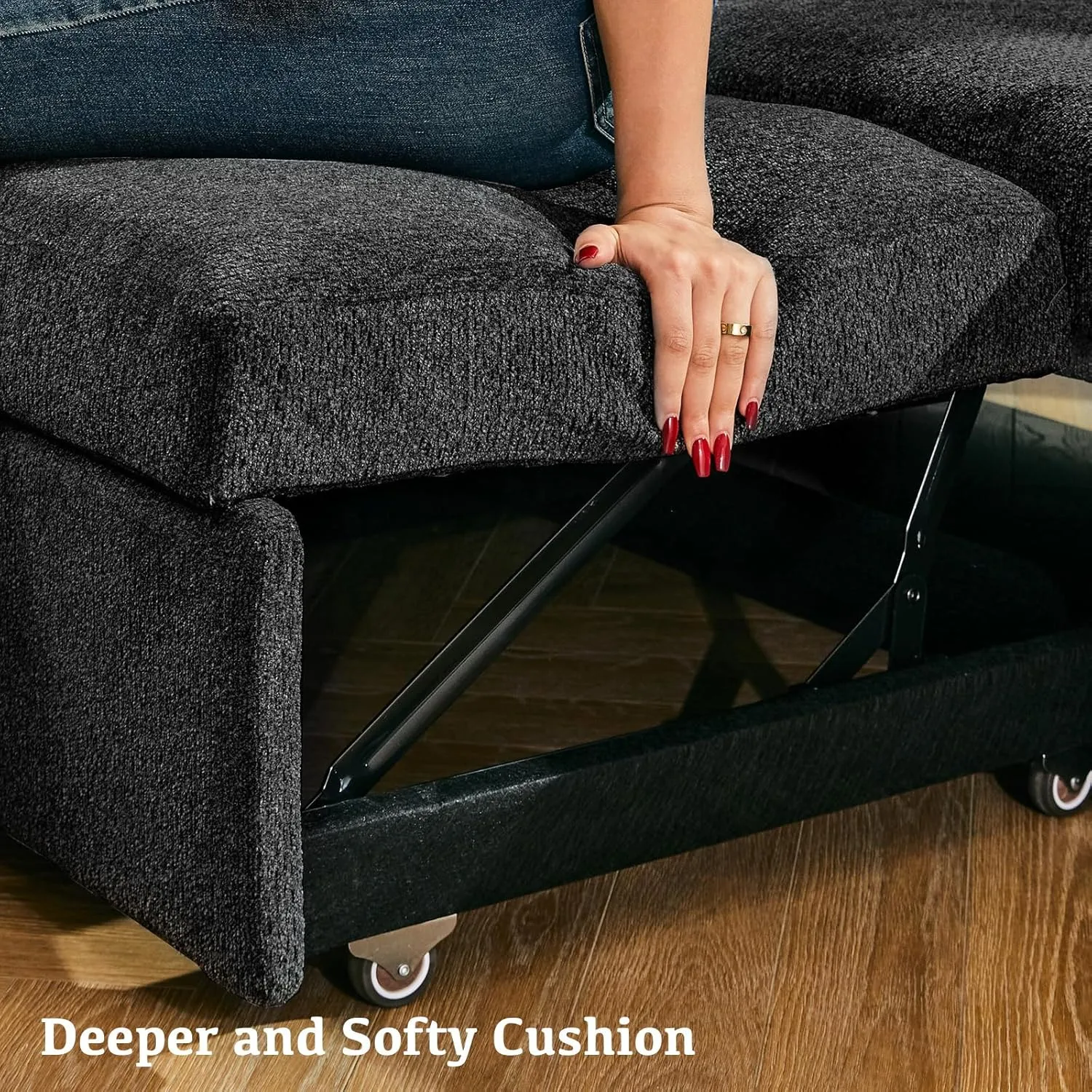 Belffin Modular Sectional Sleeper Sofa with Pull Out Couch, U Shaped Sleeper Pull Out Bed, Convertible Sectional Couches for Living Room, Dark Grey