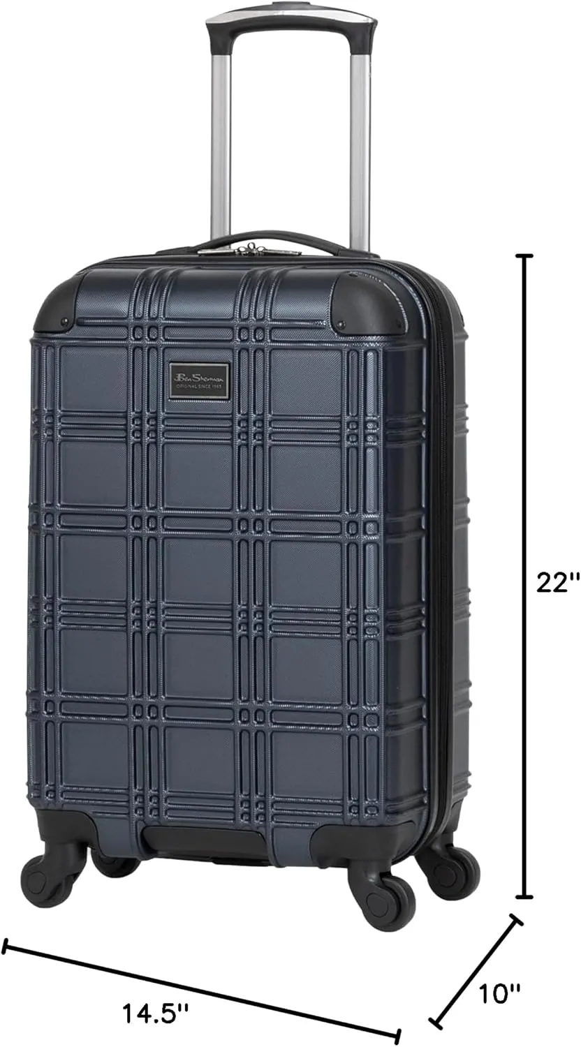 Ben Sherman Nottingham Lightweight Hardside 4-Wheel Spinner Travel Luggage, Naval, 20-Inch Carry On