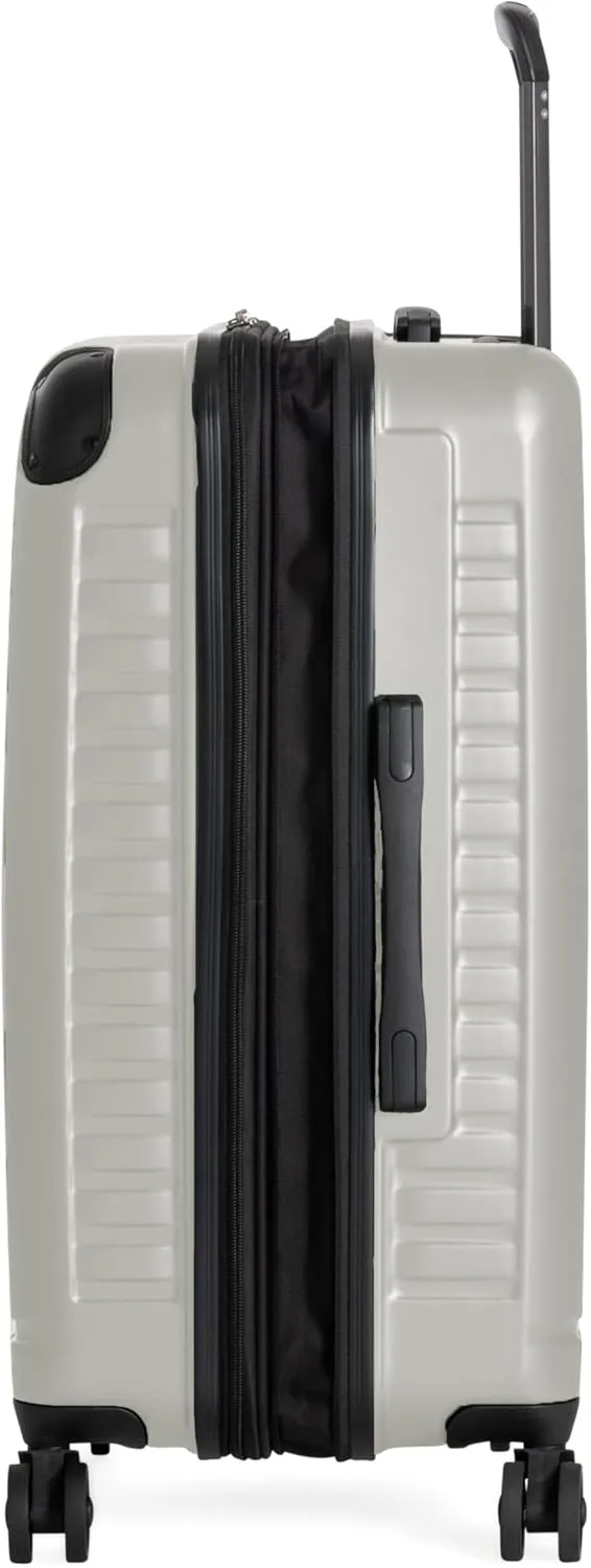 Ben Sherman Sunderland Spinner Travel Upright Luggage, Dover White, 24-Inch Checked