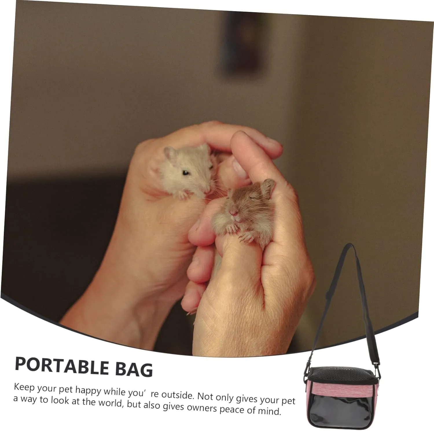 BESPORTBLE Outdoor Hedgehog Handbag Squirrel Pouch Chinchilla Bag Hamster Takeout Bag Portable Carrier for Comfort Ventilation Pink Brown l