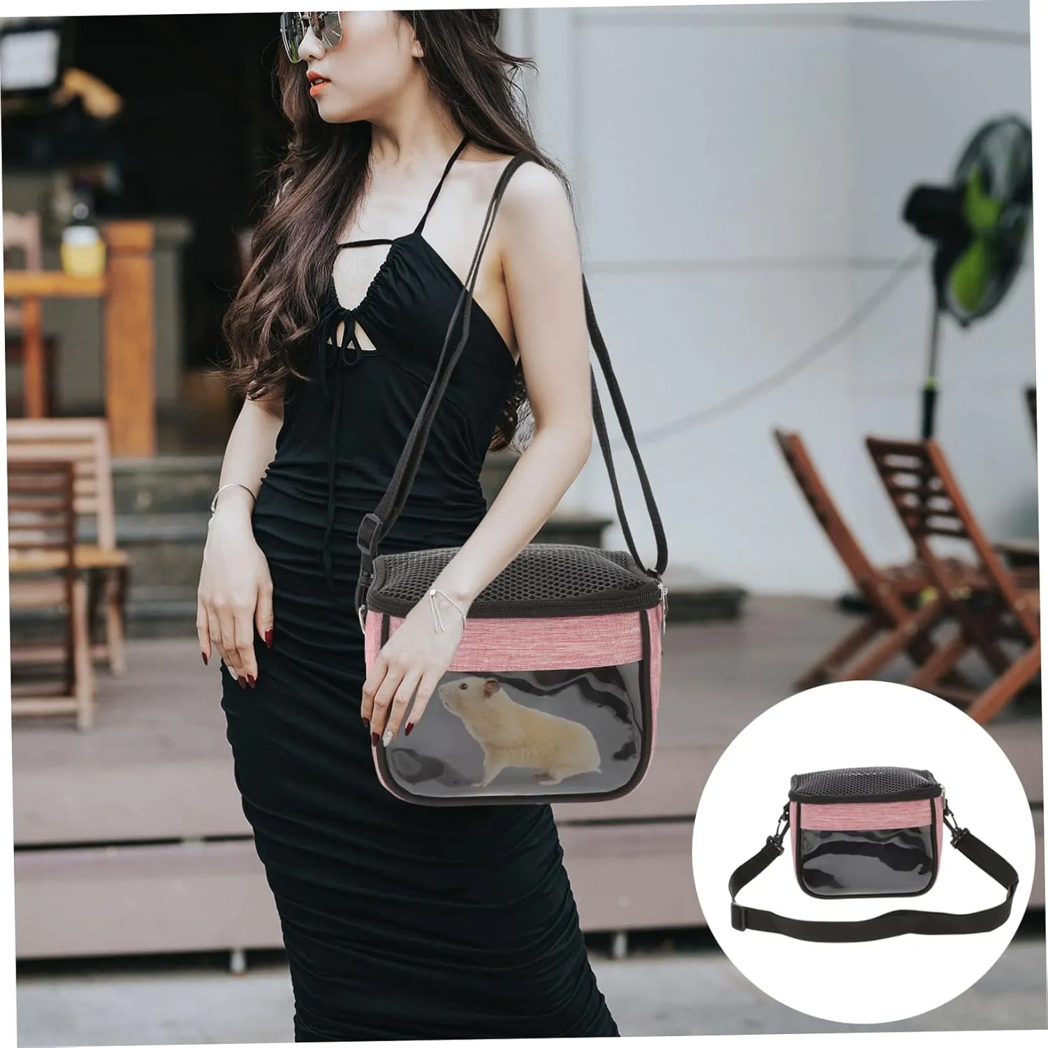 BESPORTBLE Outdoor Hedgehog Handbag Squirrel Pouch Chinchilla Bag Hamster Takeout Bag Portable Carrier for Comfort Ventilation Pink Brown l