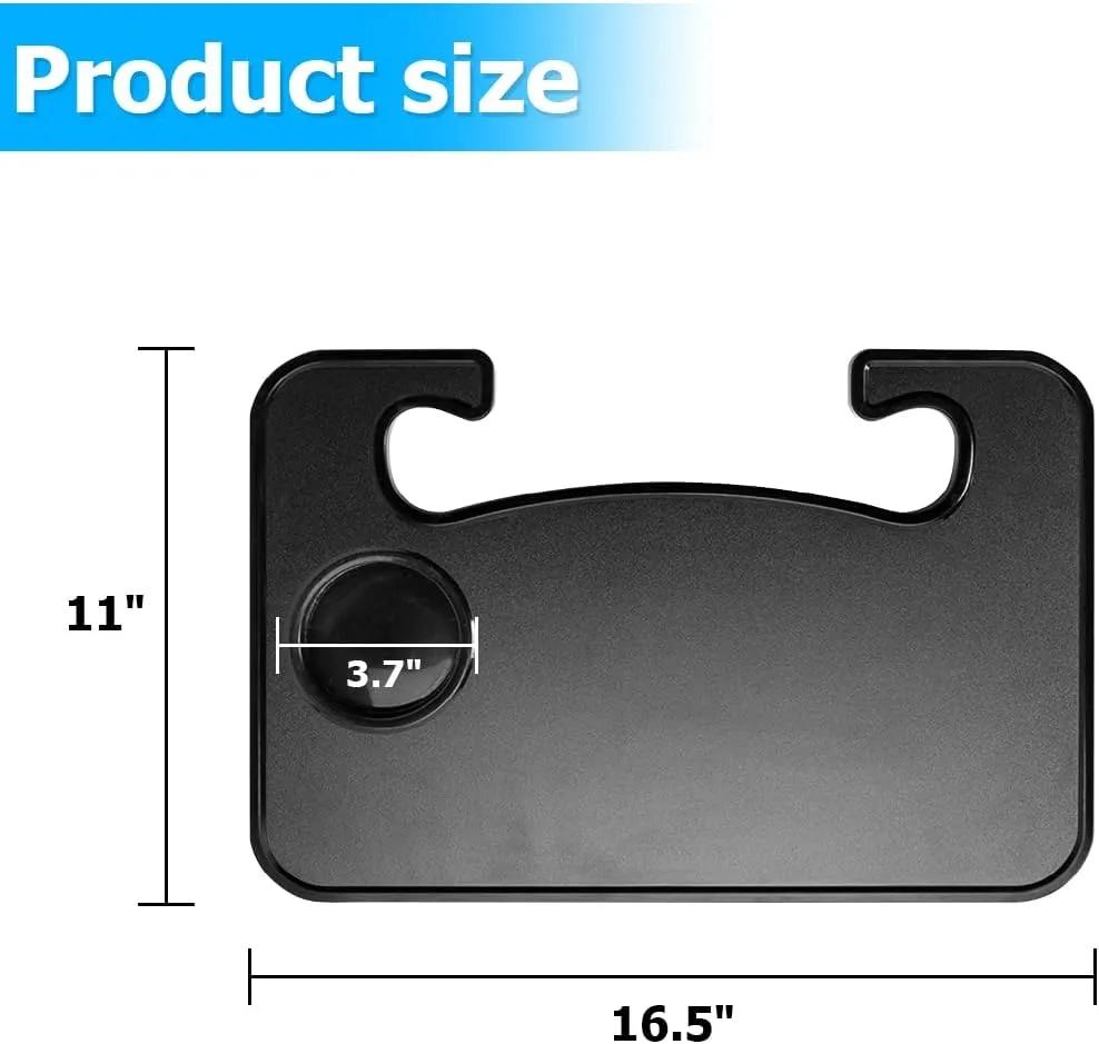 BESULEN Car Steering Wheel Desk, 2 in 1 Auto Steering Wheel Tray for Food Drink Eating, Laptop, Tablet, Notebook, Universal Double-Sided Travel Table for Most Vehicles