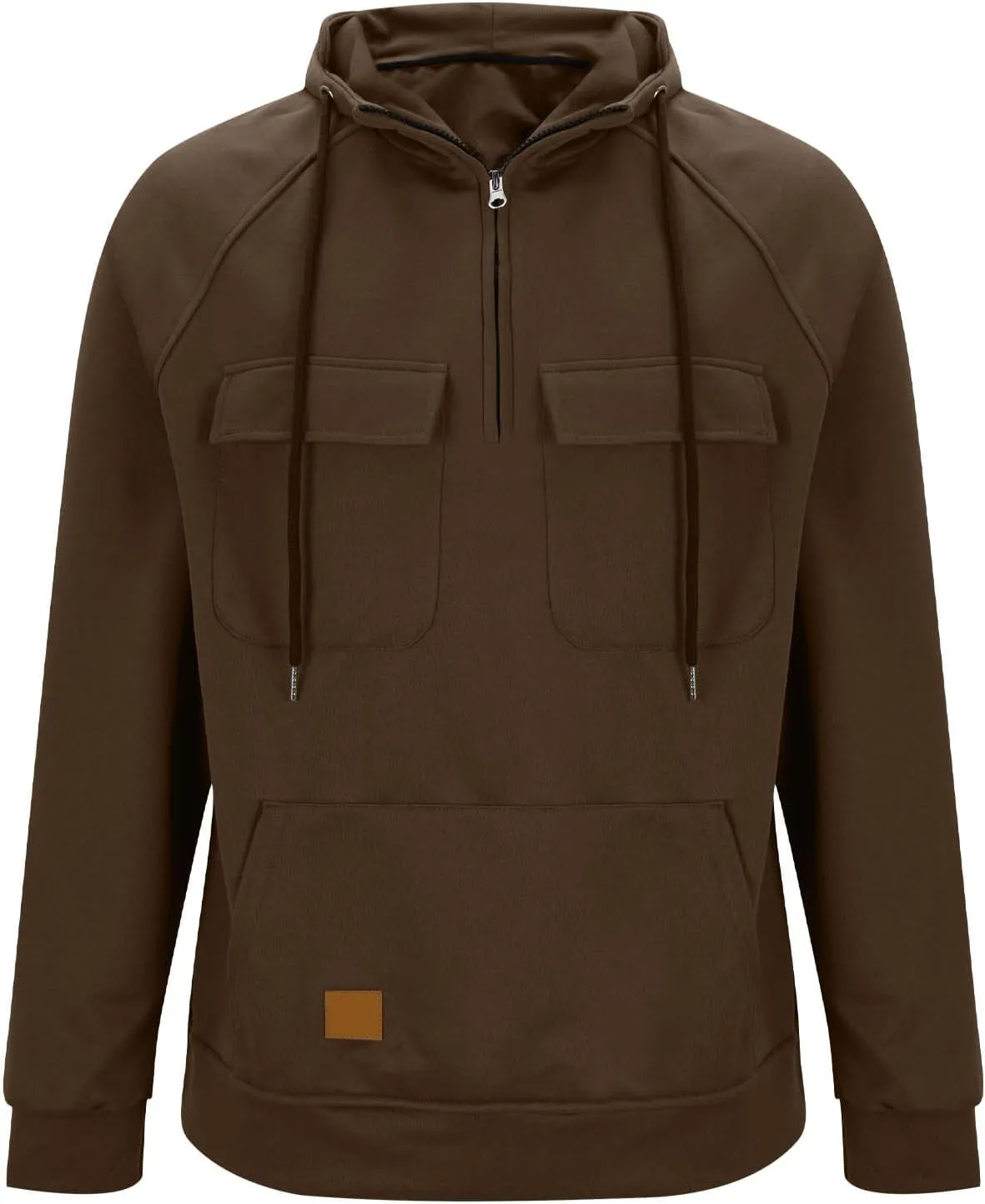 Big and Tall Hoodies for Men Casual Fashion Long Sleeve Cargo Hooded Sweatshirt Drawstring Quarter-Zip Pullover Shirt