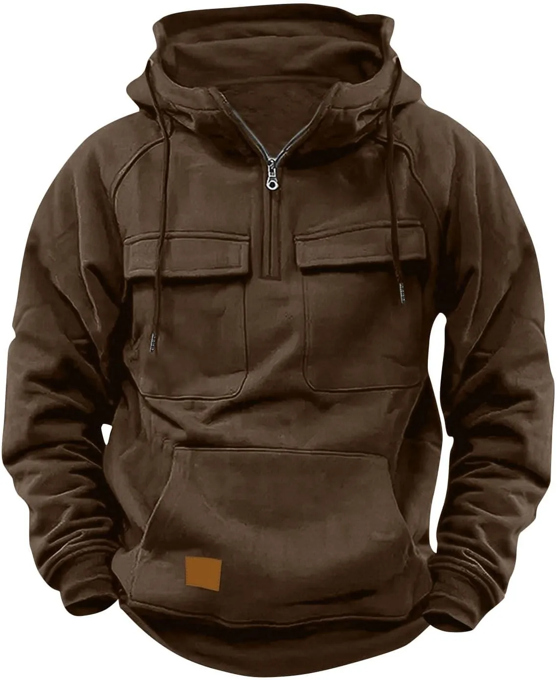 Big and Tall Hoodies for Men Casual Fashion Long Sleeve Cargo Hooded Sweatshirt Drawstring Quarter-Zip Pullover Shirt