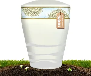 Biodegradable Urn for Ashes Adult Male & Female, Large Cremation White Urn for Ashes for Women and Men Up to 270 lbs, TSA Approved, Ideal for Home, Columbarium or Burial, Made in Europe