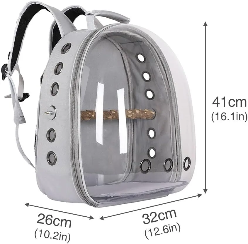 Bird Carrier Backpack, Bird Travel Carrier with Standing Perch, Lightweight Breathable Parrot Cage for Small Birds, Green Cheek, Cockatiel, Parrot