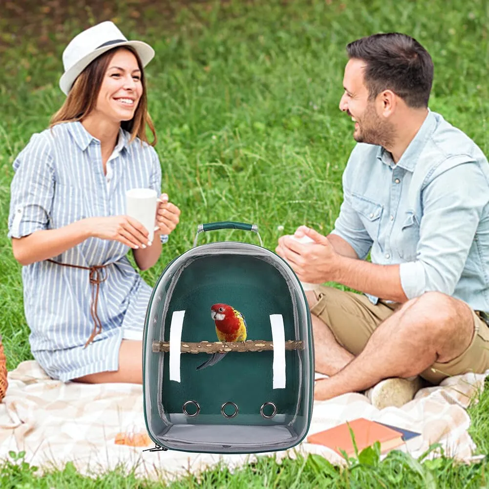 Bird Carrier Backpack, Bird Travel Carrier with Standing Perch, Lightweight Breathable Parrot Cage for Small Birds, Green Cheek, Cockatiel, Parrot