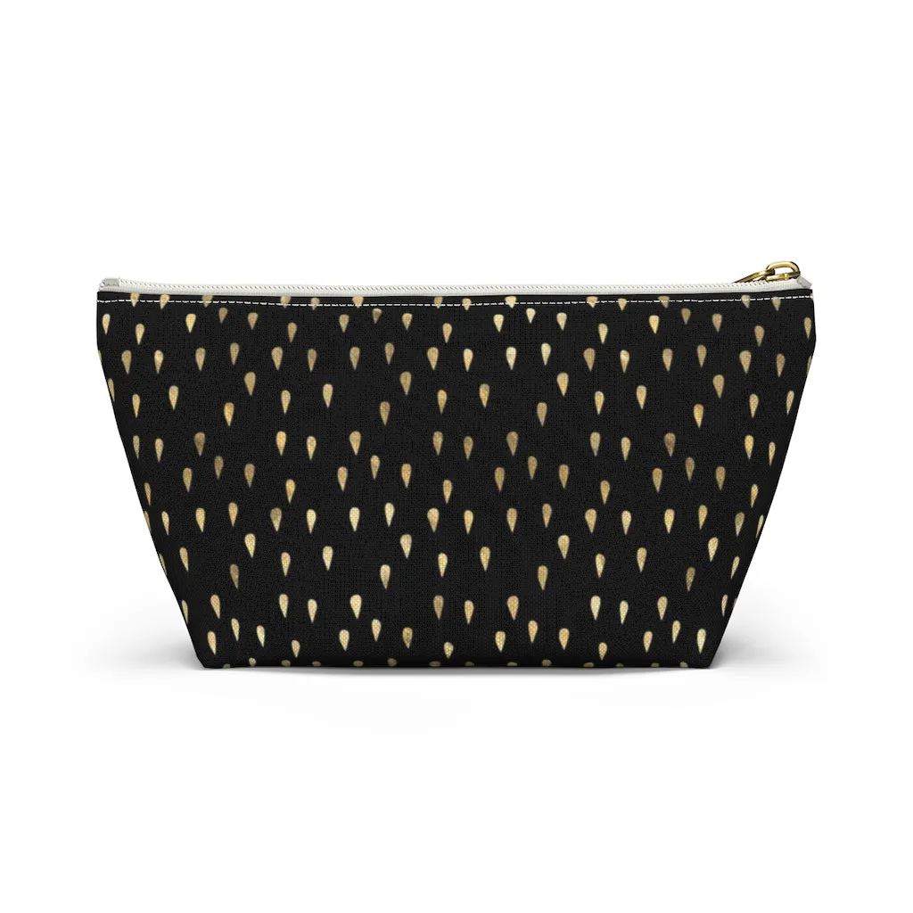 Black and Gold Raindrops Accessory Pouch w T-bottom