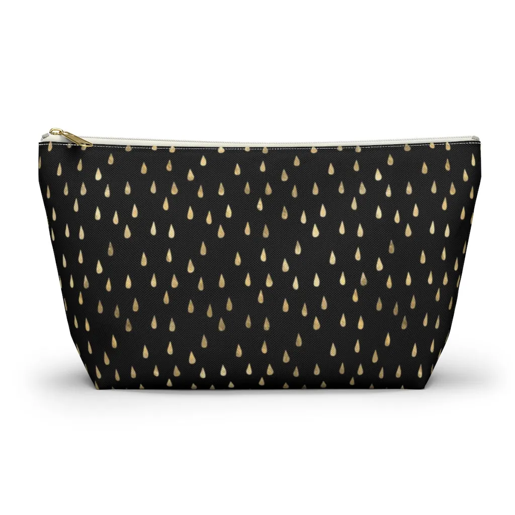 Black and Gold Raindrops Accessory Pouch w T-bottom