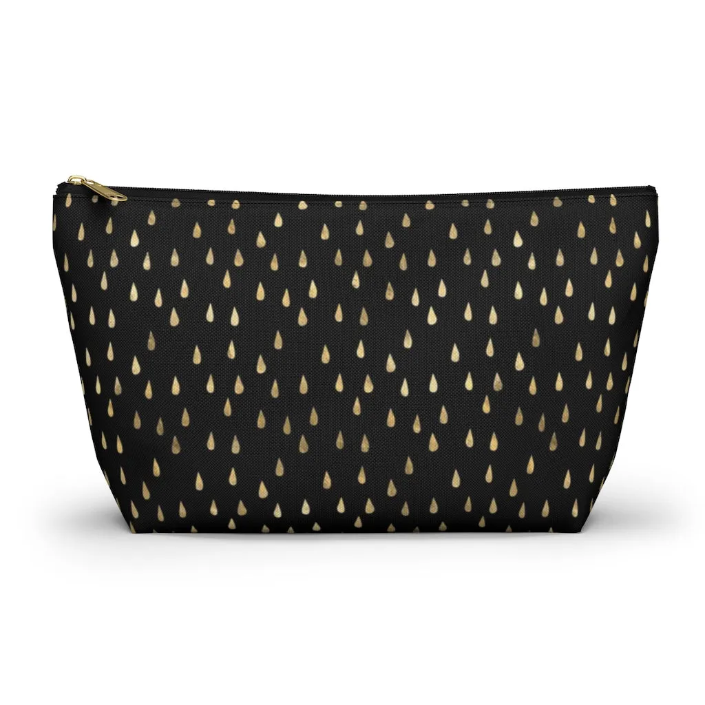 Black and Gold Raindrops Accessory Pouch w T-bottom