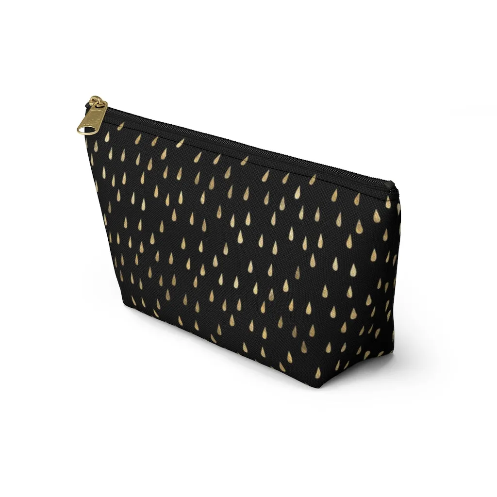 Black and Gold Raindrops Accessory Pouch w T-bottom
