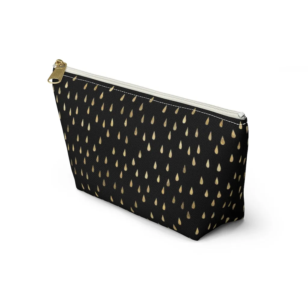 Black and Gold Raindrops Accessory Pouch w T-bottom