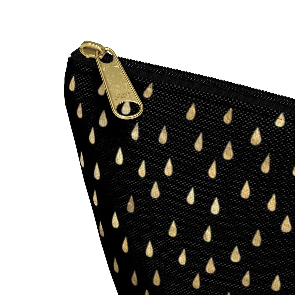 Black and Gold Raindrops Accessory Pouch w T-bottom