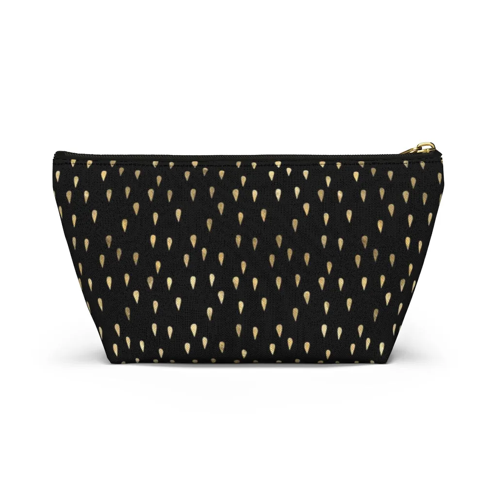 Black and Gold Raindrops Accessory Pouch w T-bottom