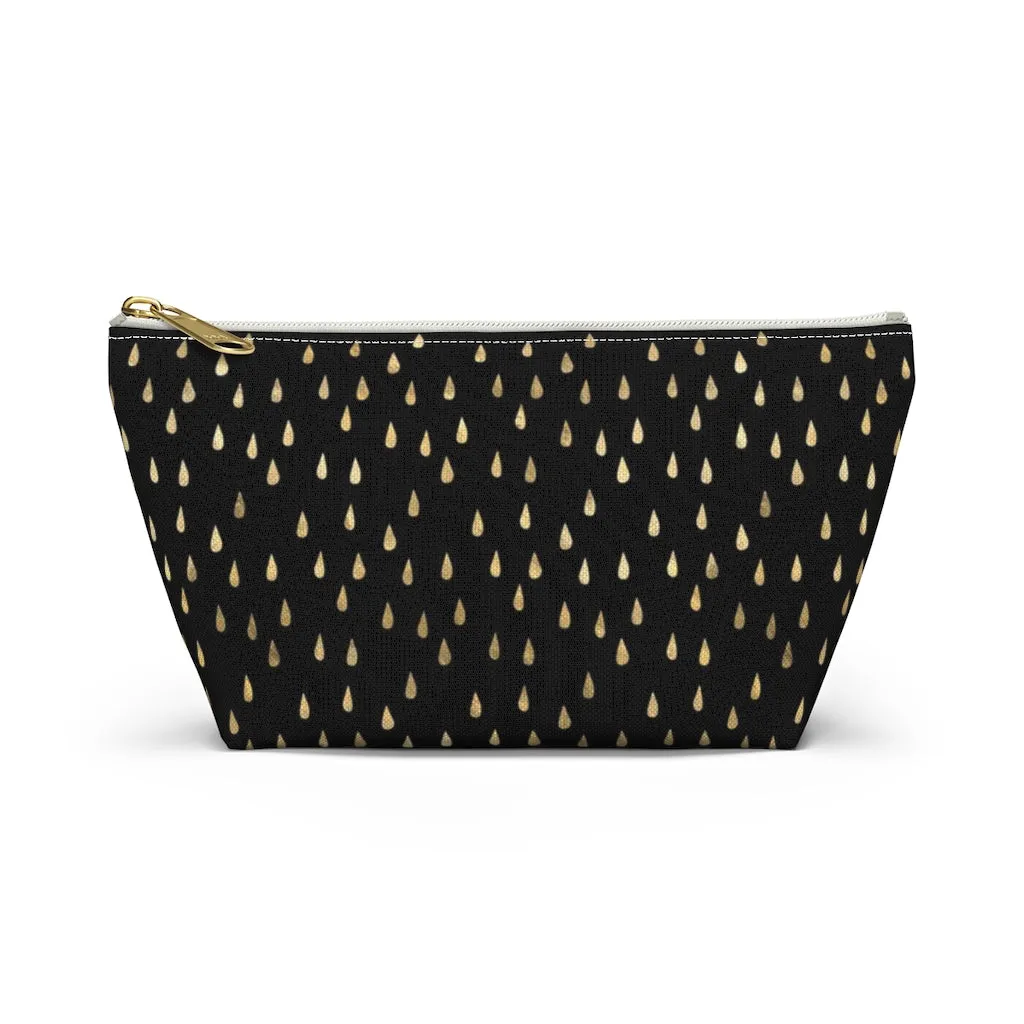 Black and Gold Raindrops Accessory Pouch w T-bottom