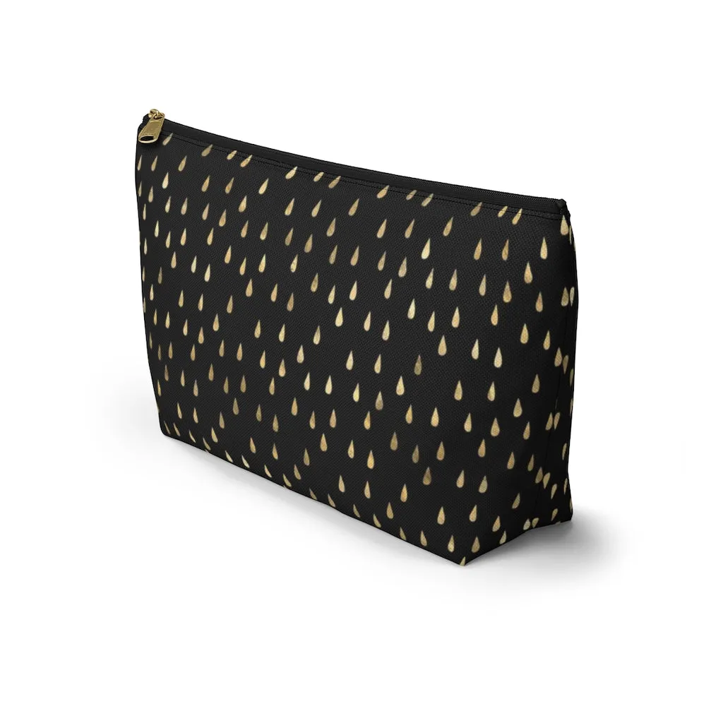 Black and Gold Raindrops Accessory Pouch w T-bottom