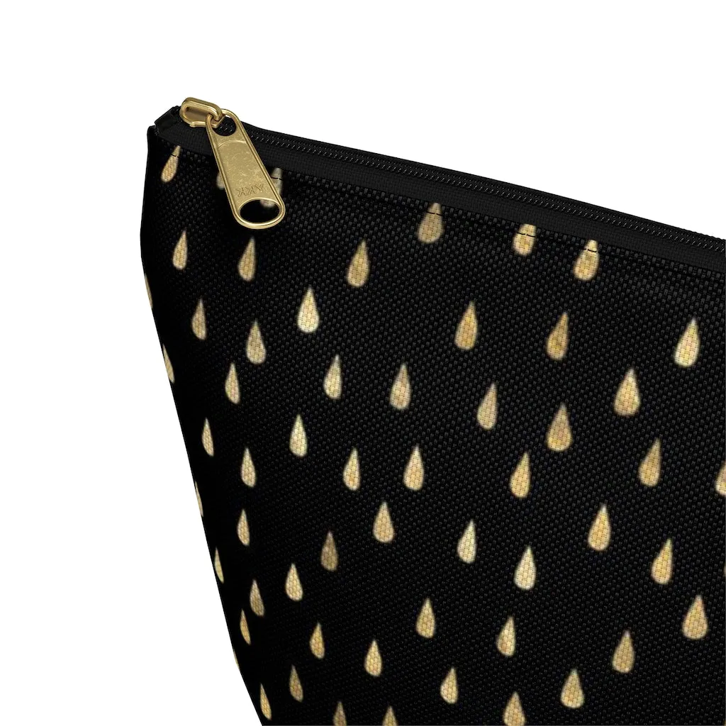 Black and Gold Raindrops Accessory Pouch w T-bottom
