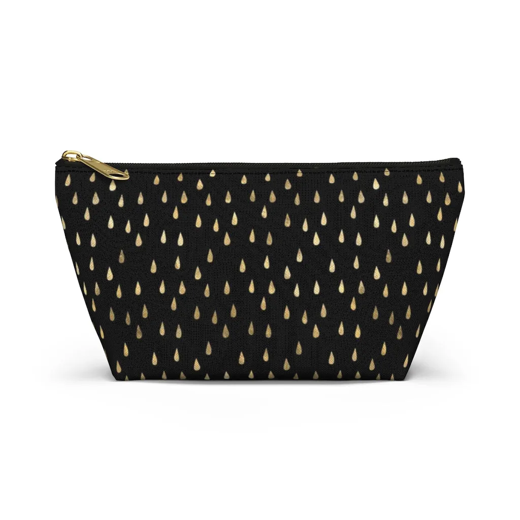 Black and Gold Raindrops Accessory Pouch w T-bottom
