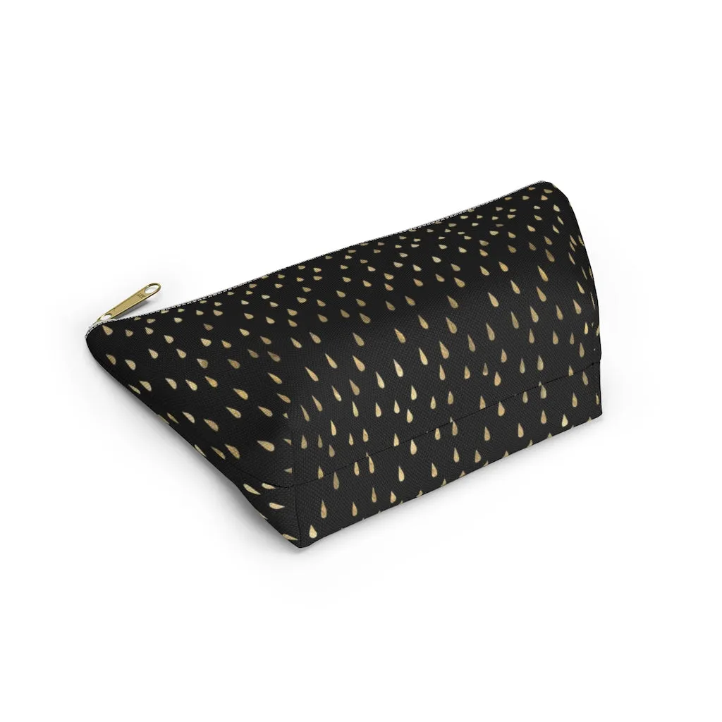 Black and Gold Raindrops Accessory Pouch w T-bottom