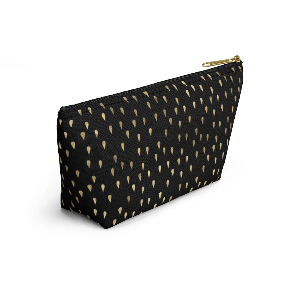 Black and Gold Raindrops Accessory Pouch w T-bottom