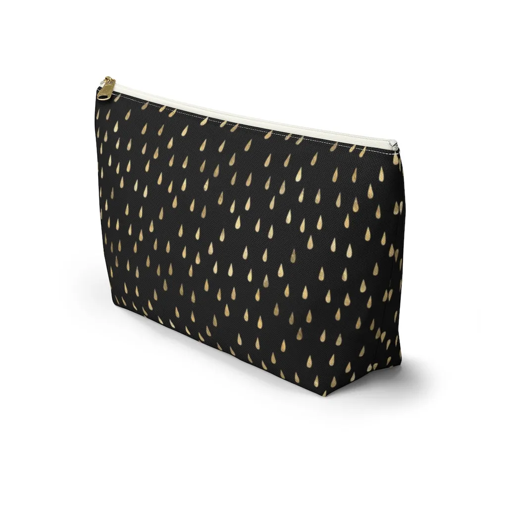 Black and Gold Raindrops Accessory Pouch w T-bottom