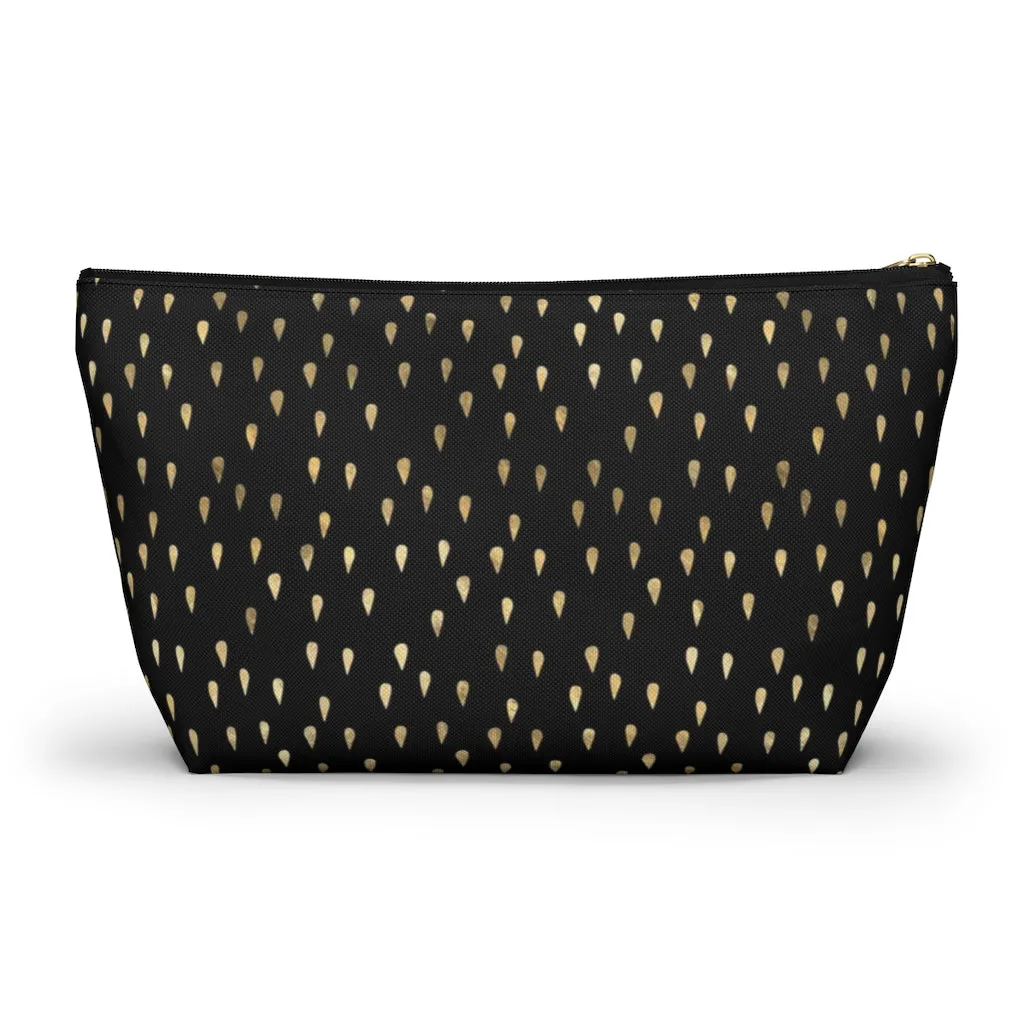 Black and Gold Raindrops Accessory Pouch w T-bottom