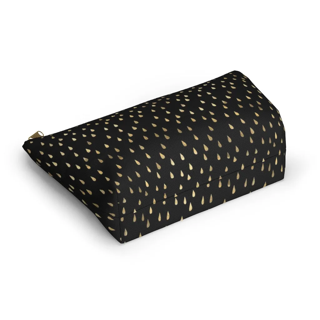 Black and Gold Raindrops Accessory Pouch w T-bottom