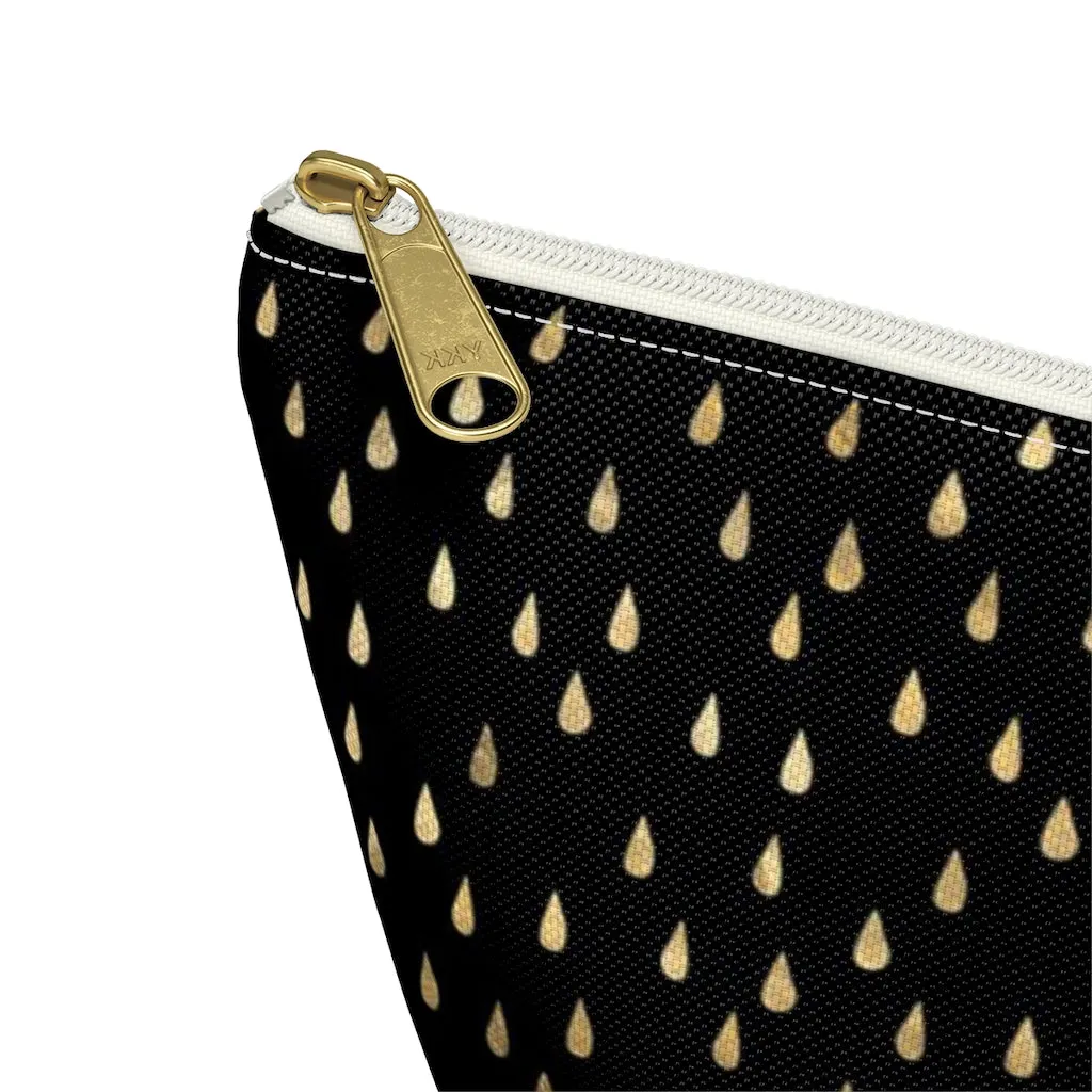 Black and Gold Raindrops Accessory Pouch w T-bottom