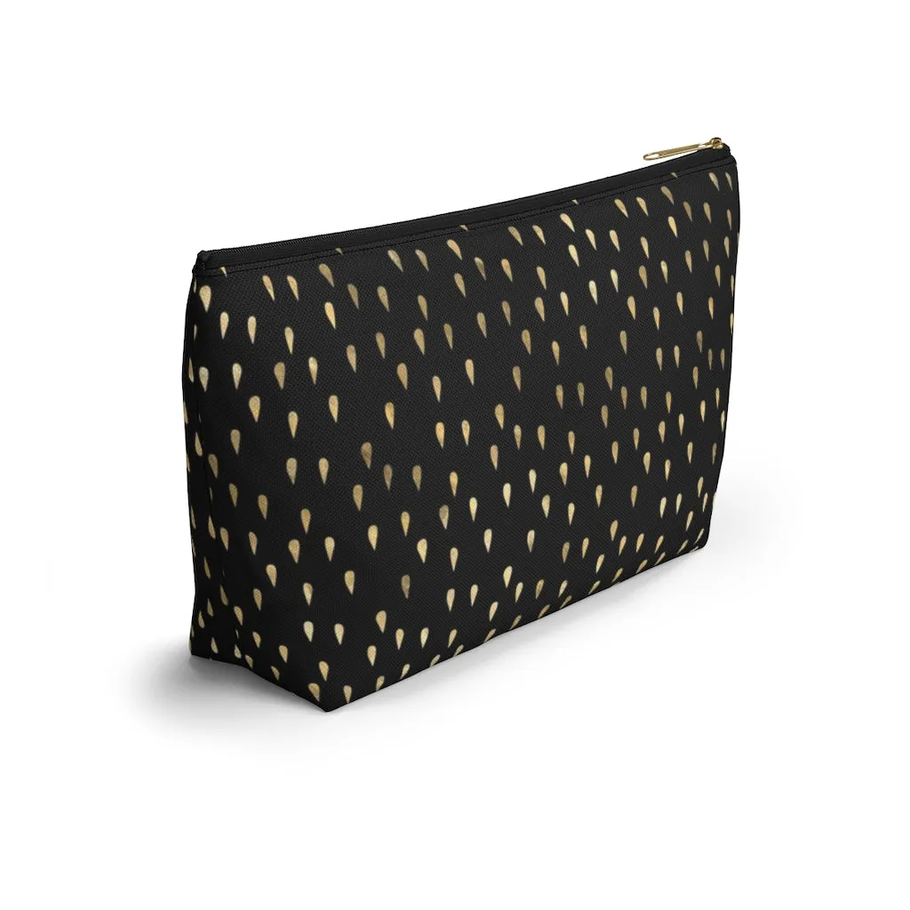 Black and Gold Raindrops Accessory Pouch w T-bottom