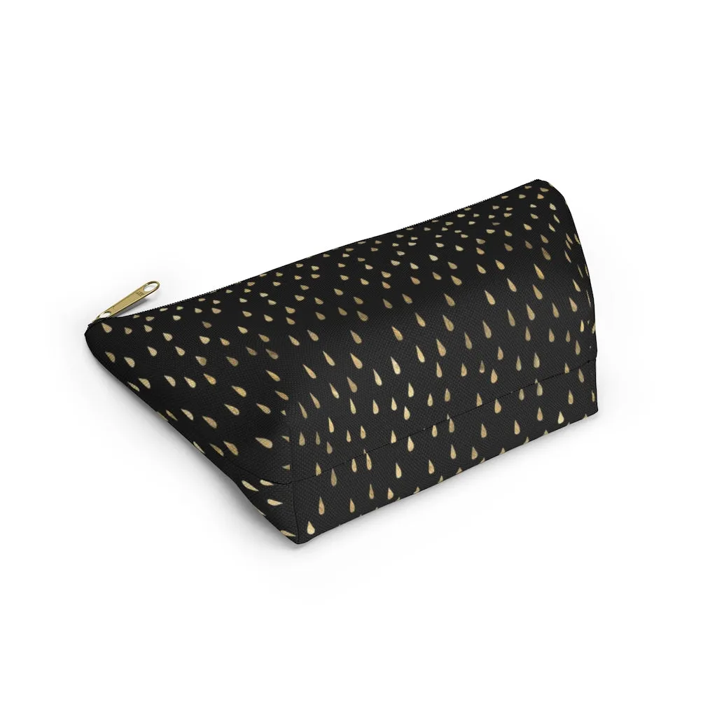 Black and Gold Raindrops Accessory Pouch w T-bottom