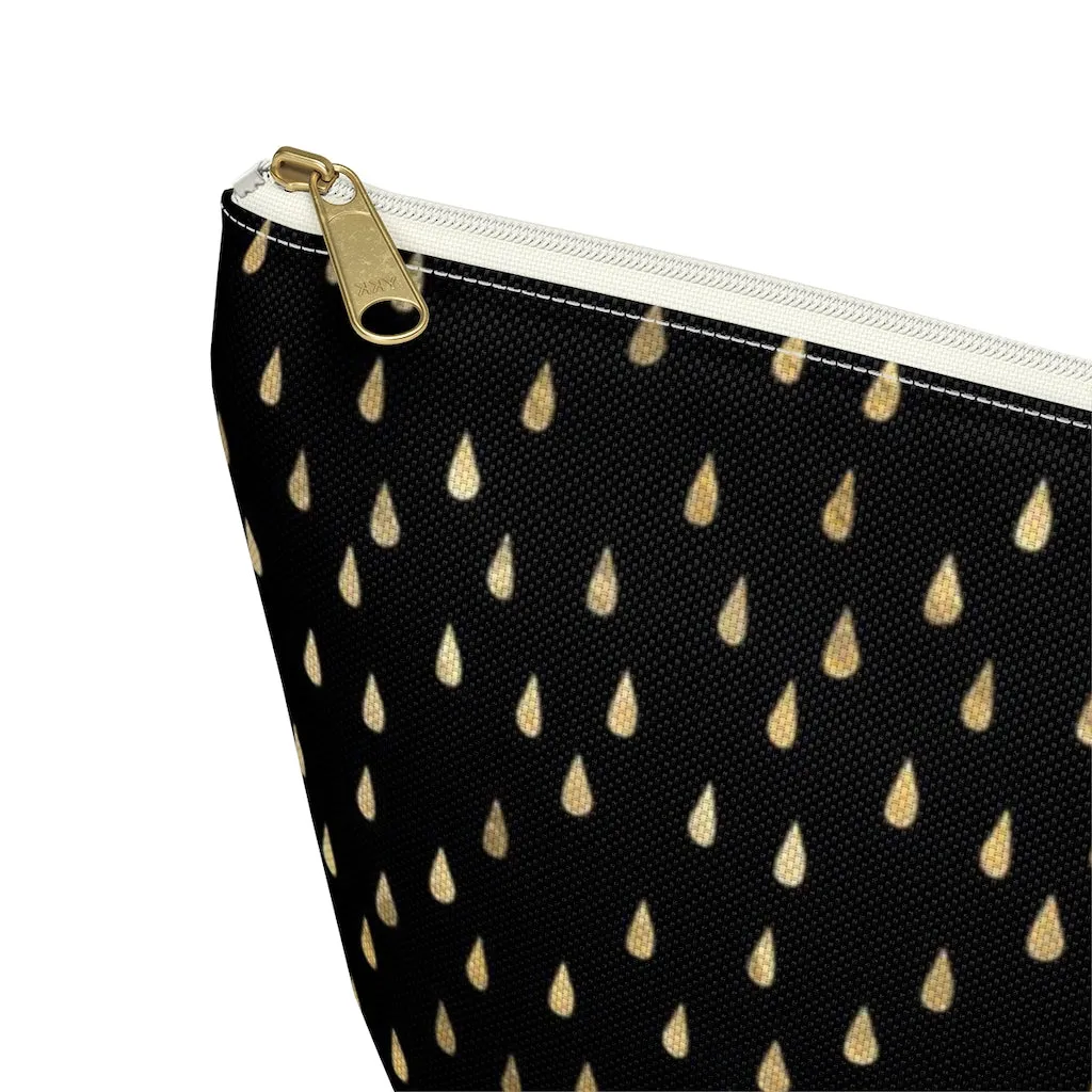 Black and Gold Raindrops Accessory Pouch w T-bottom