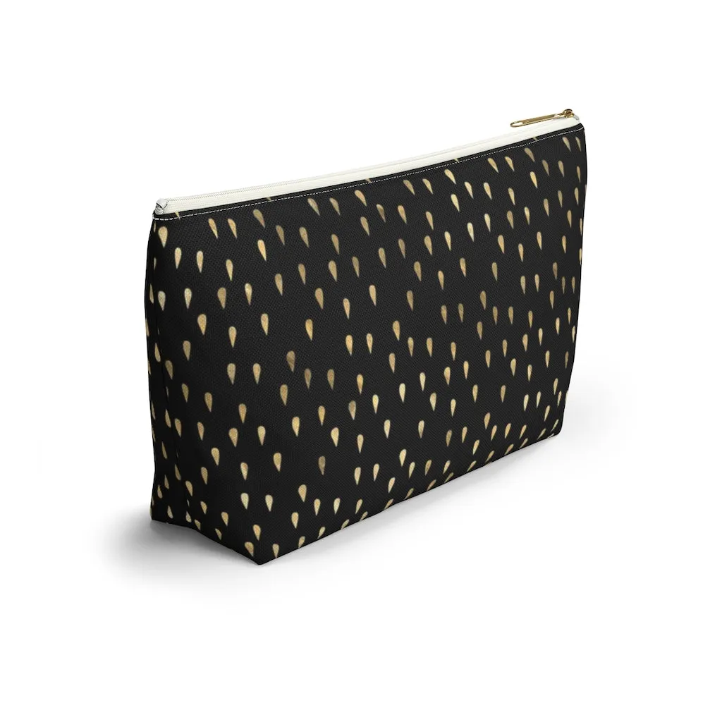 Black and Gold Raindrops Accessory Pouch w T-bottom