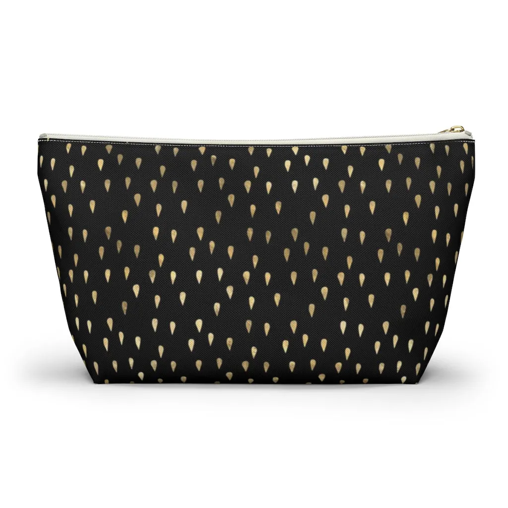 Black and Gold Raindrops Accessory Pouch w T-bottom