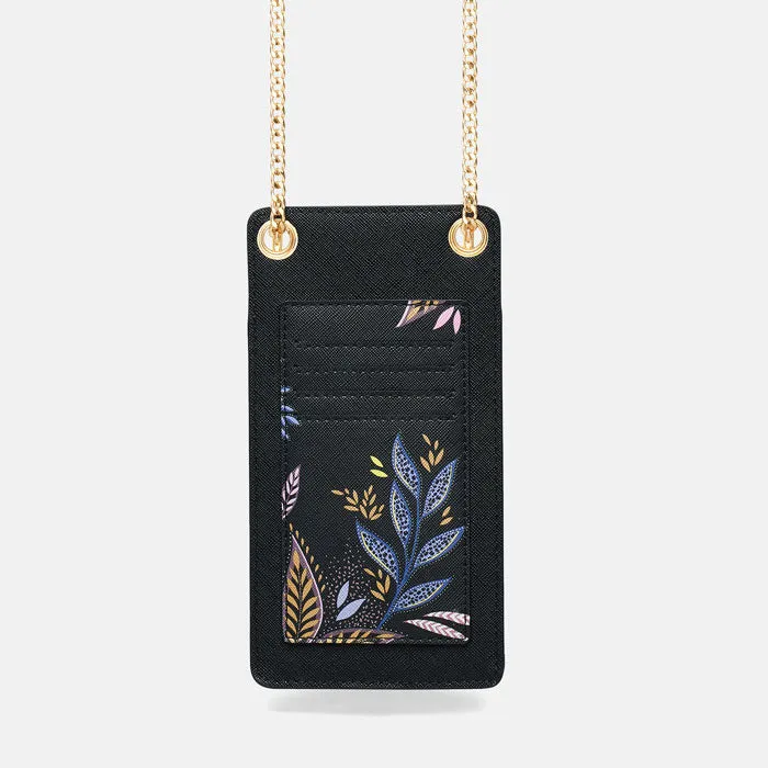 Black Botanic Phone Pouch
