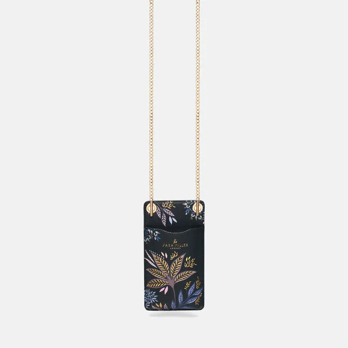 Black Botanic Phone Pouch