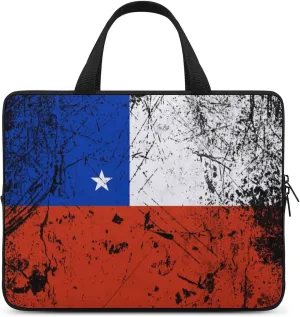 Black Grunge Texture Chile Flag Laptop Bag Laptop Case Computer Messenger Bag with Adjustable Shoulder Strap