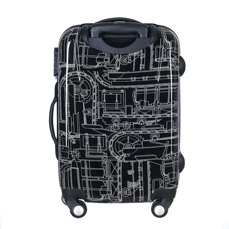 Black mechanical man's rod box 24 inch universal wheel travel box super compression abs pc luggage