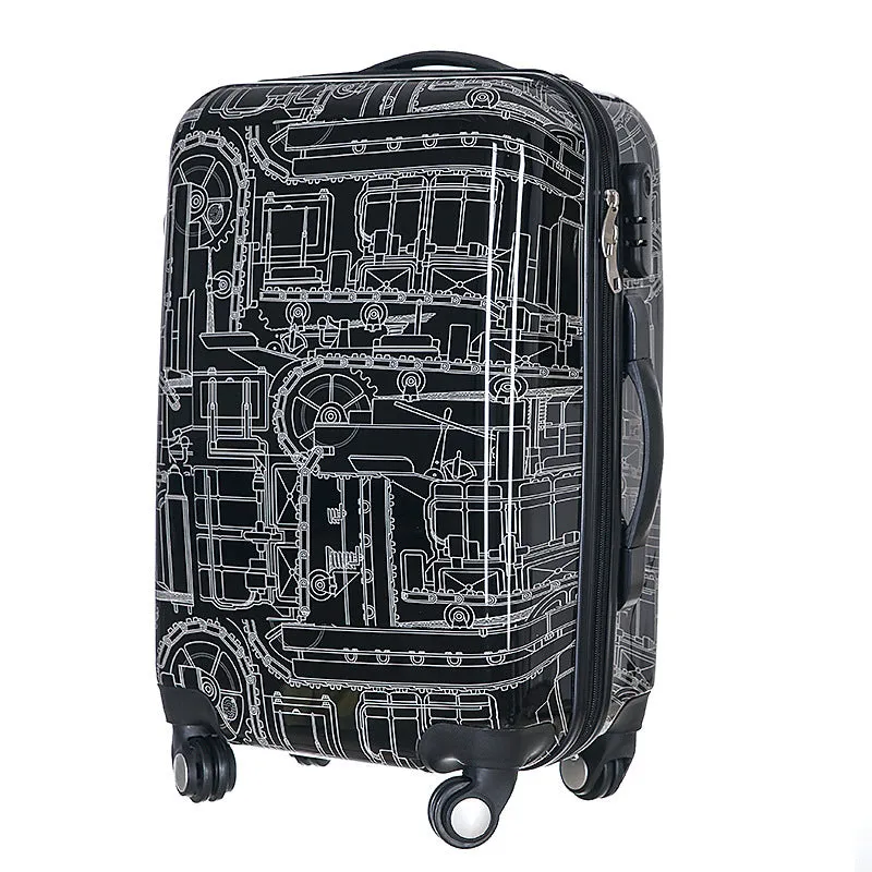 Black mechanical man's rod box 24 inch universal wheel travel box super compression abs pc luggage