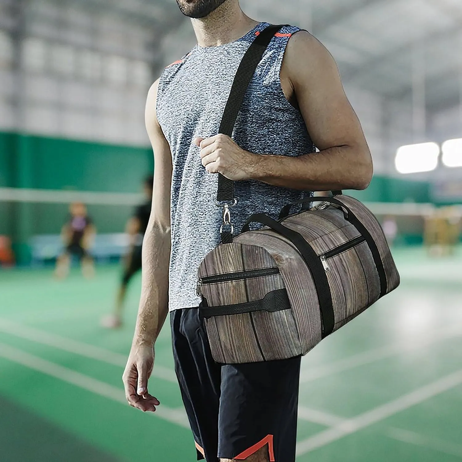 Black Watch Tartan Pattern Portable Large Capacity Fully Printed Fitness Bag Unisex