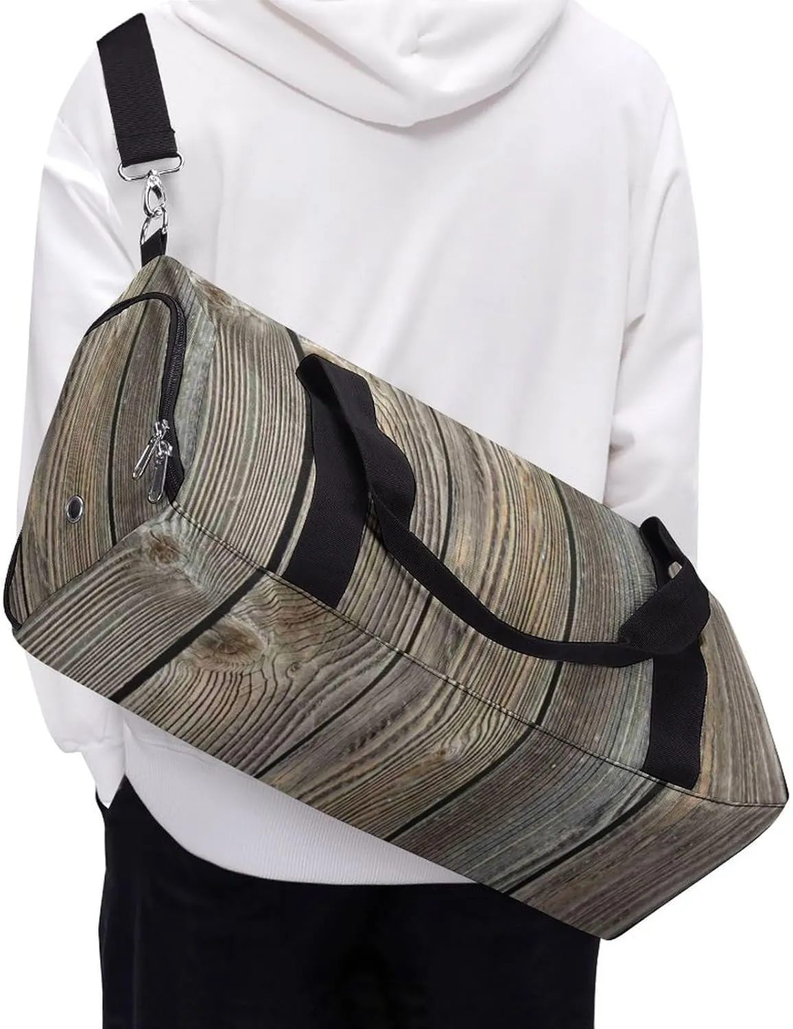 Black Watch Tartan Pattern Portable Large Capacity Fully Printed Fitness Bag Unisex