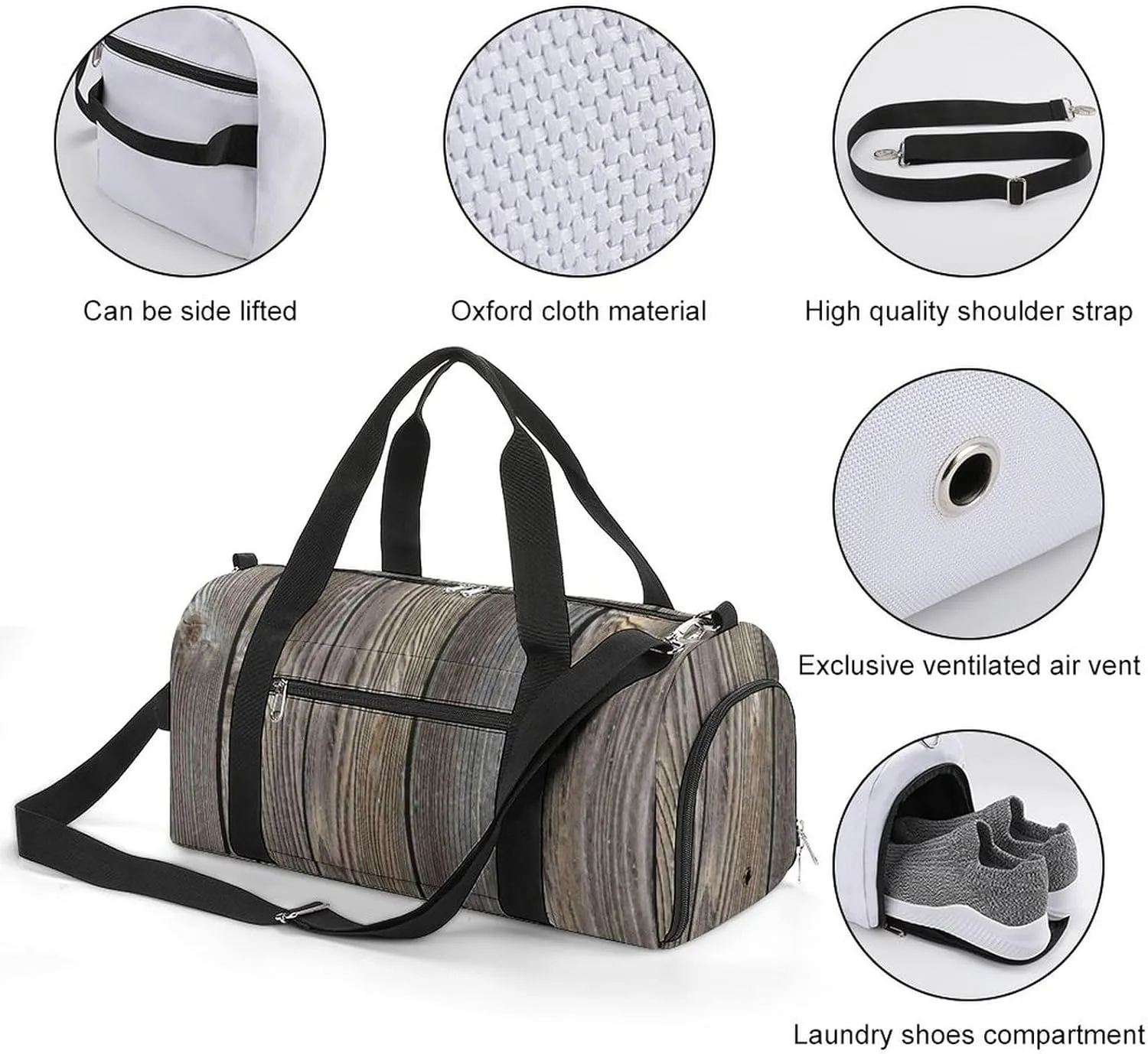 Black Watch Tartan Pattern Portable Large Capacity Fully Printed Fitness Bag Unisex