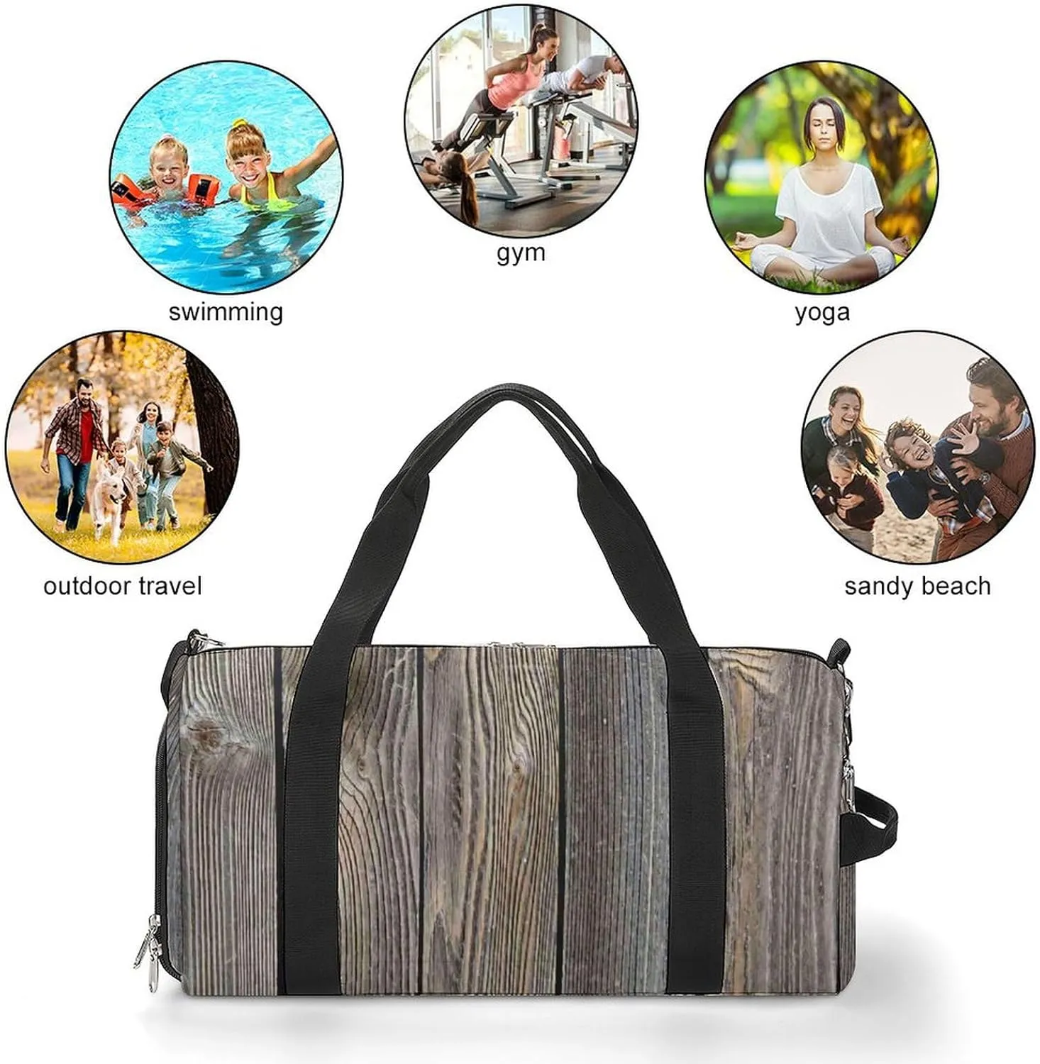 Black Watch Tartan Pattern Portable Large Capacity Fully Printed Fitness Bag Unisex