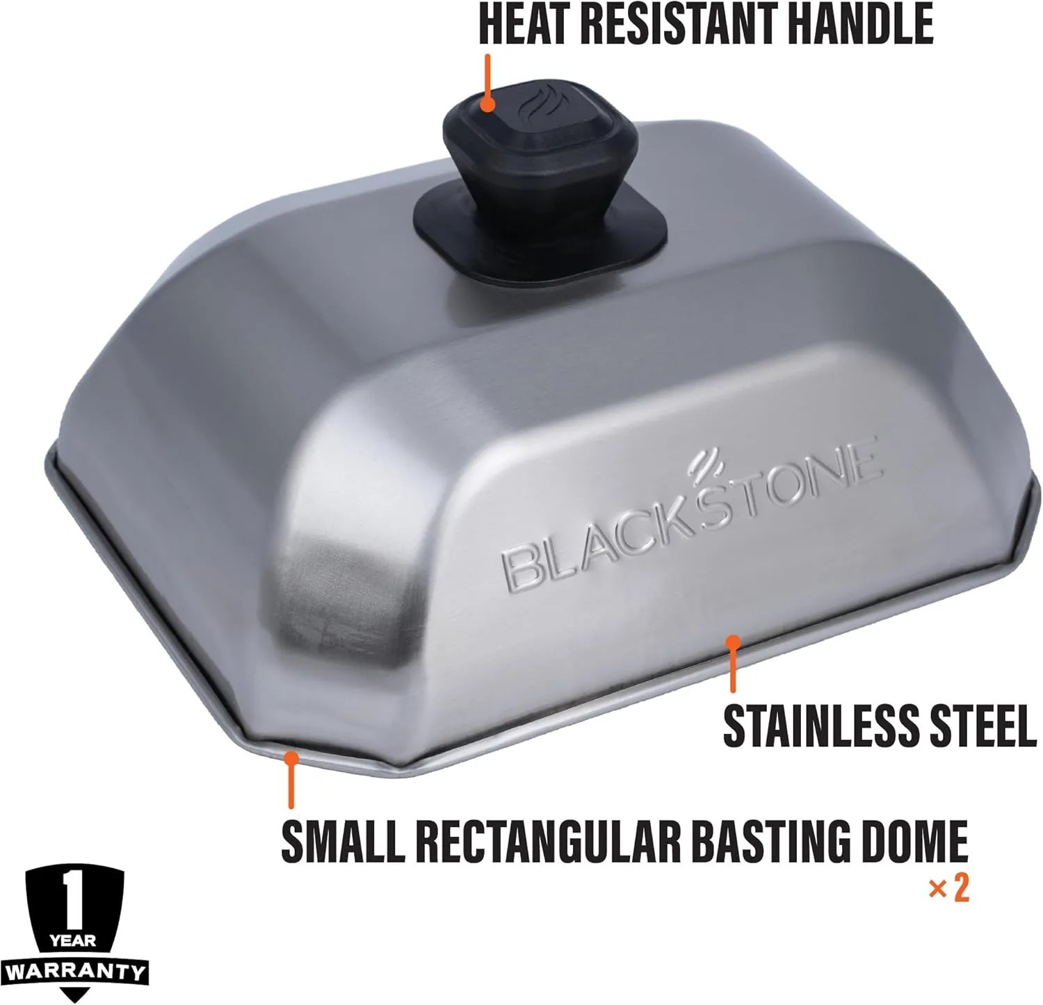 Blackstone 5207 Rectangle Basting Cover Small 2-Pack Griddle Accessories, Stainless Steel, Cheese Melting Dome and Steaming Cover, Best for Use on Flat Top Griddle Grill Cooking Indoor or Outdoor