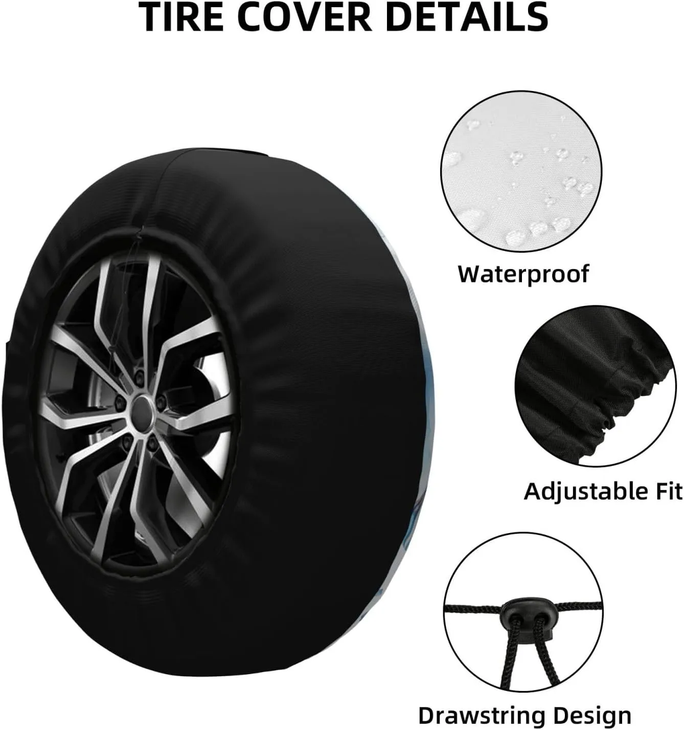 Blue Hot Air Balloon Tire Cover Outdoor Waterproof Snow Sun Rain Wheel Cover Portable Wheel Bags Camper Spare Tire Cover Universal Car Tire Protectors for Trailer RV SUV