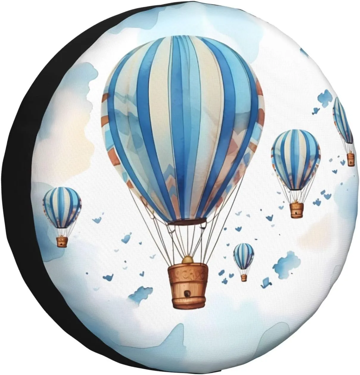 Blue Hot Air Balloon Tire Cover Outdoor Waterproof Snow Sun Rain Wheel Cover Portable Wheel Bags Camper Spare Tire Cover Universal Car Tire Protectors for Trailer RV SUV