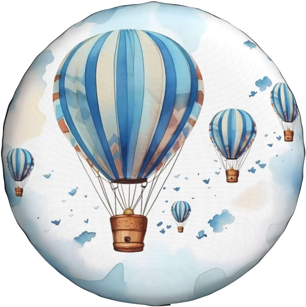 Blue Hot Air Balloon Tire Cover Outdoor Waterproof Snow Sun Rain Wheel Cover Portable Wheel Bags Camper Spare Tire Cover Universal Car Tire Protectors for Trailer RV SUV